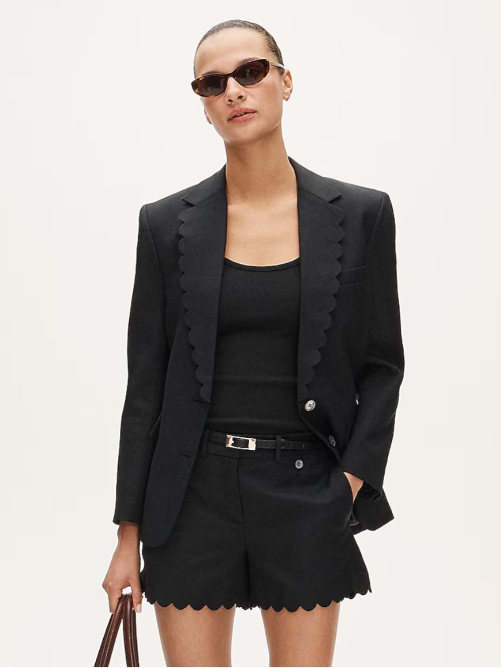 NWT J.Crew Women's Gamine scallop-trim blazer M Black